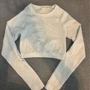 Gymshark long sleeve crop top size small color tan with specks